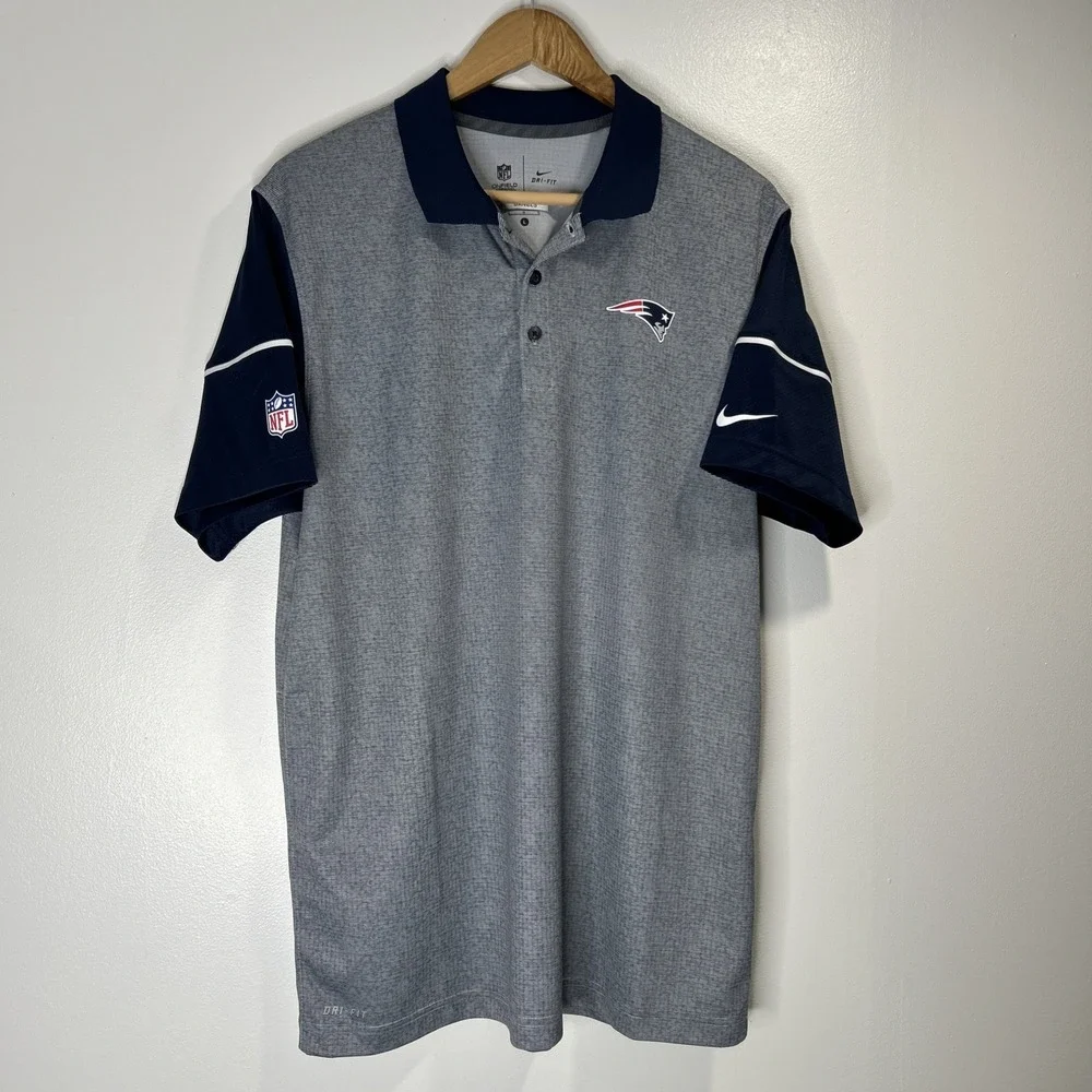New England Patriots Nike On field Apparel Dri-Fit 2 Button Shirt Men's Large